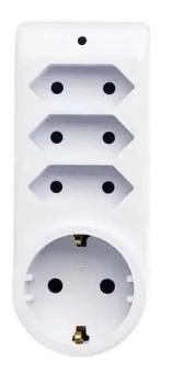 Stecher cu 4 prize cu protectie 1x2P+E+3x2P 16A, alb