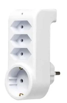 Stecher cu 4 prize 1x2P+E+3x2P 16A, alb