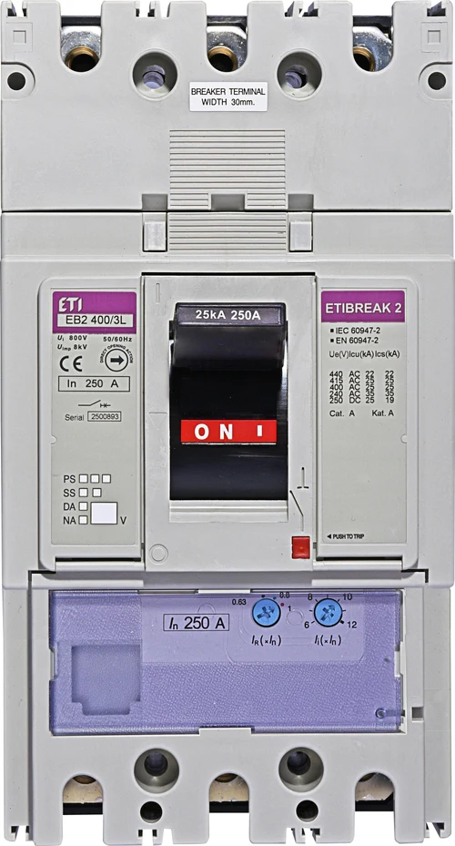 Автоматический выключатель ETI EB2 400/3L 250 A 3P 25 kA