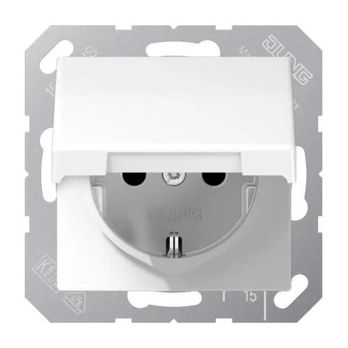 AS1520BFKLWW Priza Schuko 16 А cu capac, alb