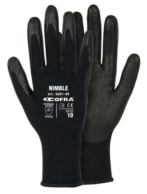 Manusi tricotate cu poliuretan NIMBLE DOZ (black/black)