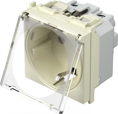 Priza 2M SCHUKO 2P+E 16A ivory + capac transparent (VM11IT-P)