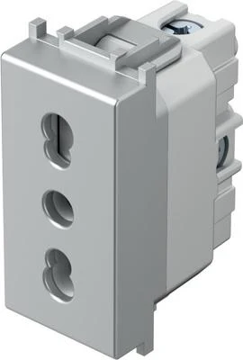 Розетка итальянская 1М 2P+E серебро (VM30ES-B)